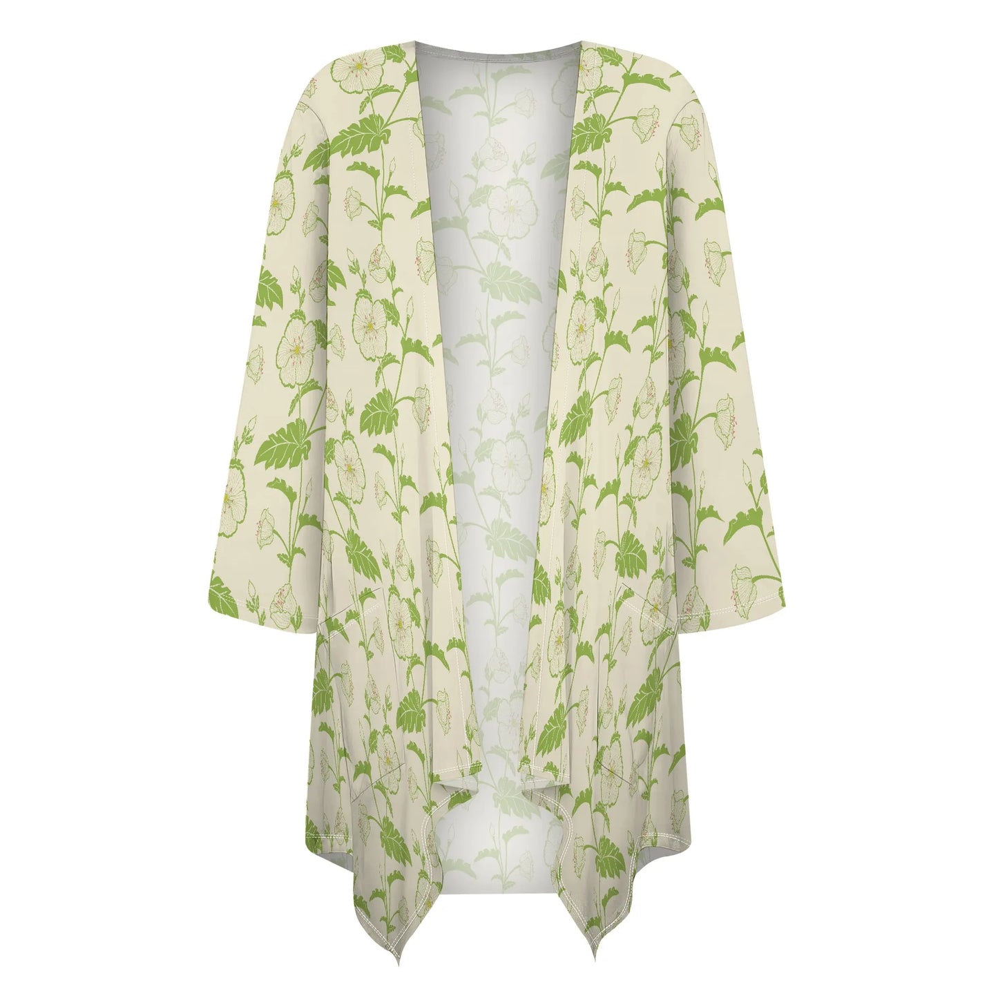 Women's Lightweight Thin Floral Print Half Sleeve Blouse Shirts Coat Cardigan Retro with Pocket