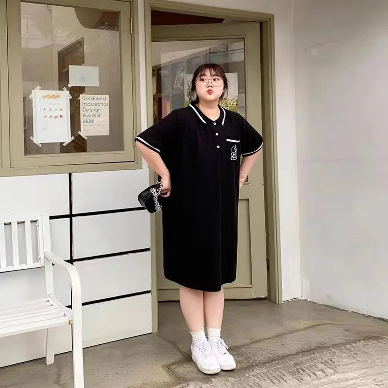Women's Short-Sleeved Cotton T Shirt Dress, Plus Size, Loose Fat, Lady Oversize Dresses, Female Clothing Casual 150kg Summer New