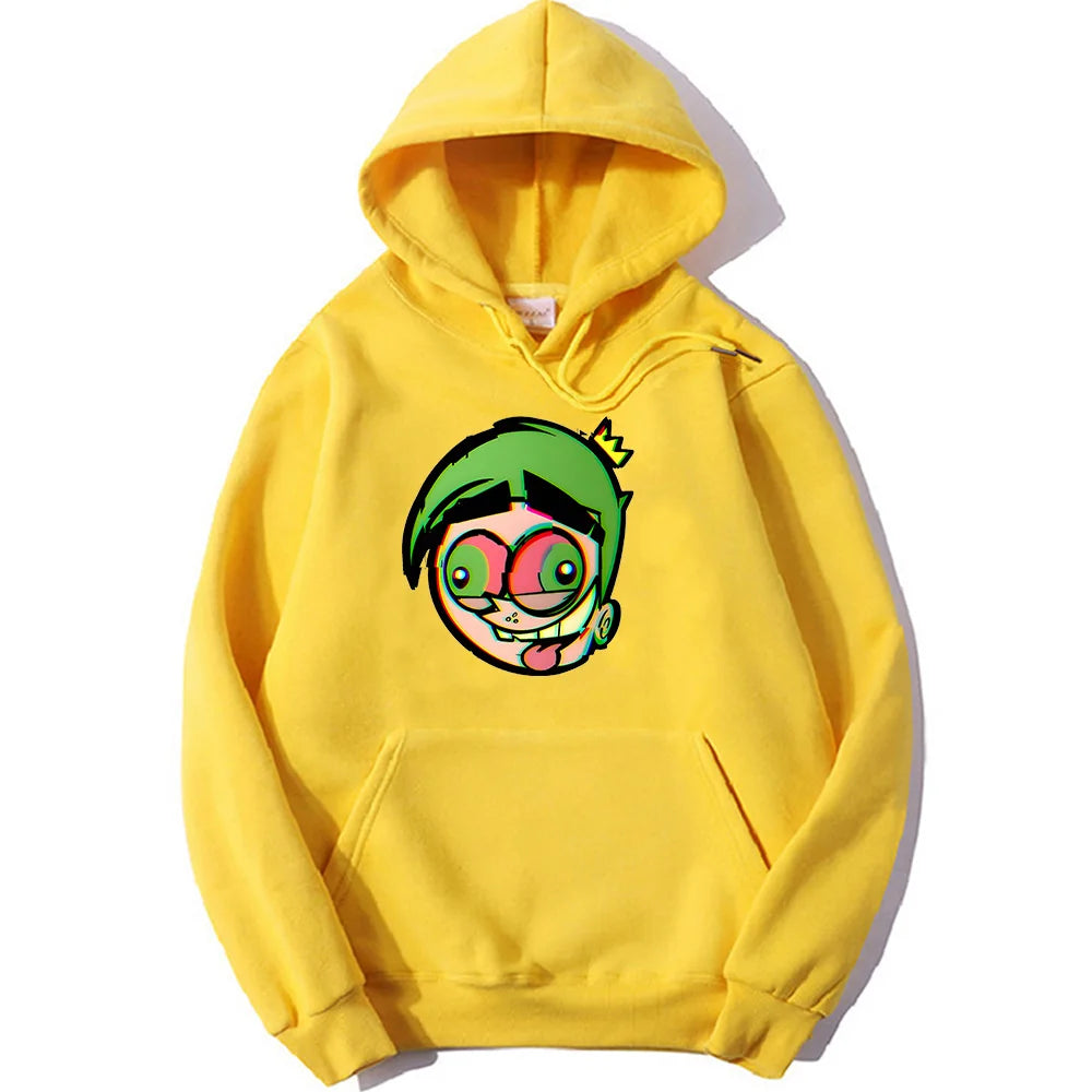 Japanese Anime Hooded Fairly OddParents Anime Print Harajuku Kawaii Sweatshirt With Pocket Cute Clothes Moletom Fleece Pullovers