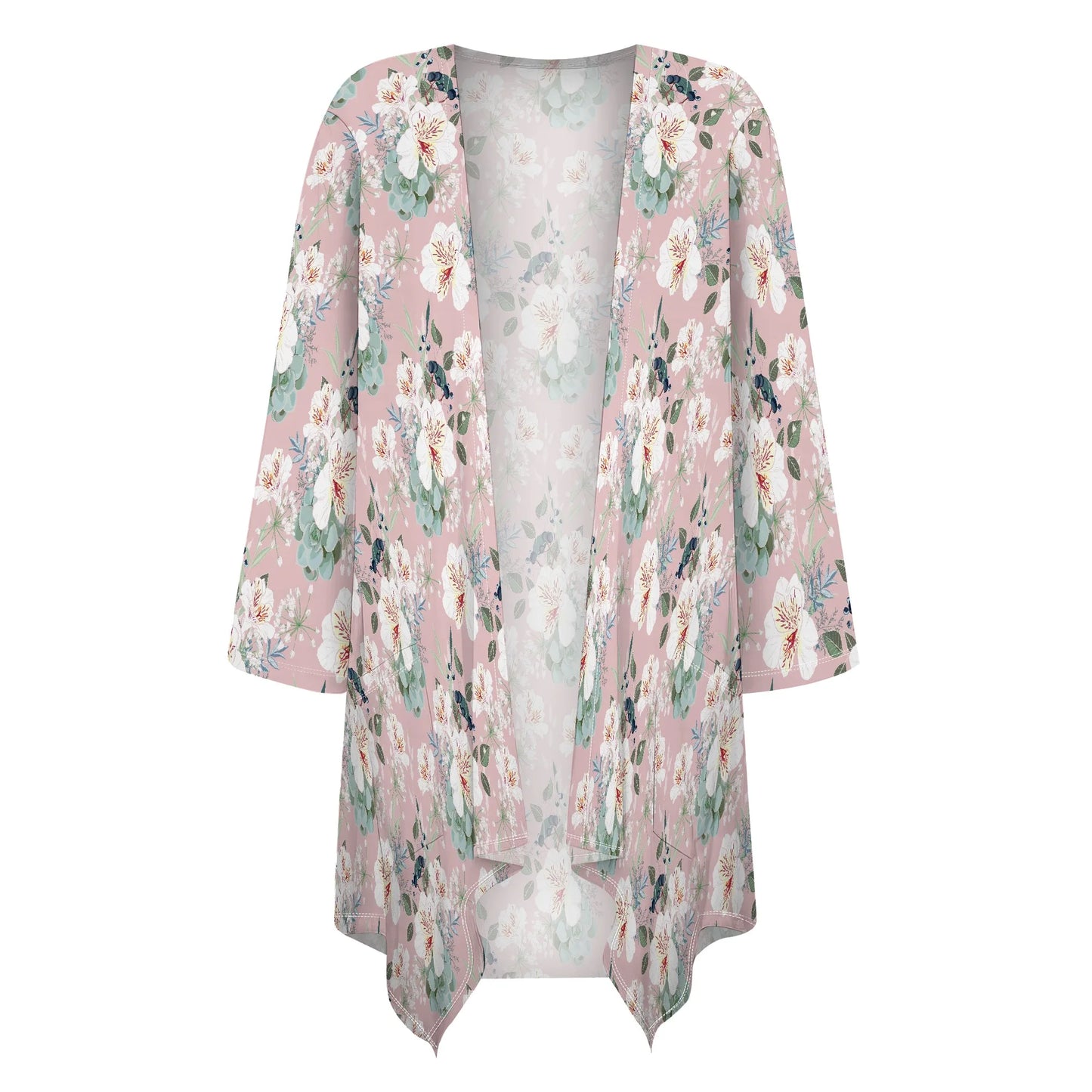 Women's Lightweight Half Sleeve Floral Print Blouse Shirts Thin Cardigan Coat Romantic Outdoor with Pocket