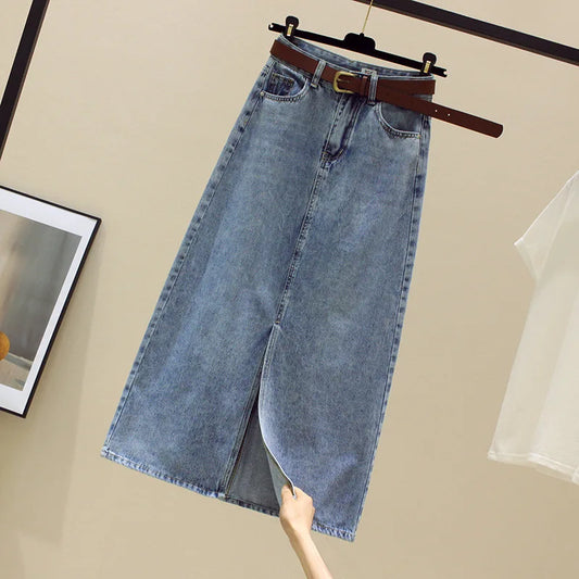 Sexy Wrap Buttocks Denim Skirts Women High Waist Washed Skirt Solid Spliced Slim Fit Distressed Pockets Zipper Fly Casual