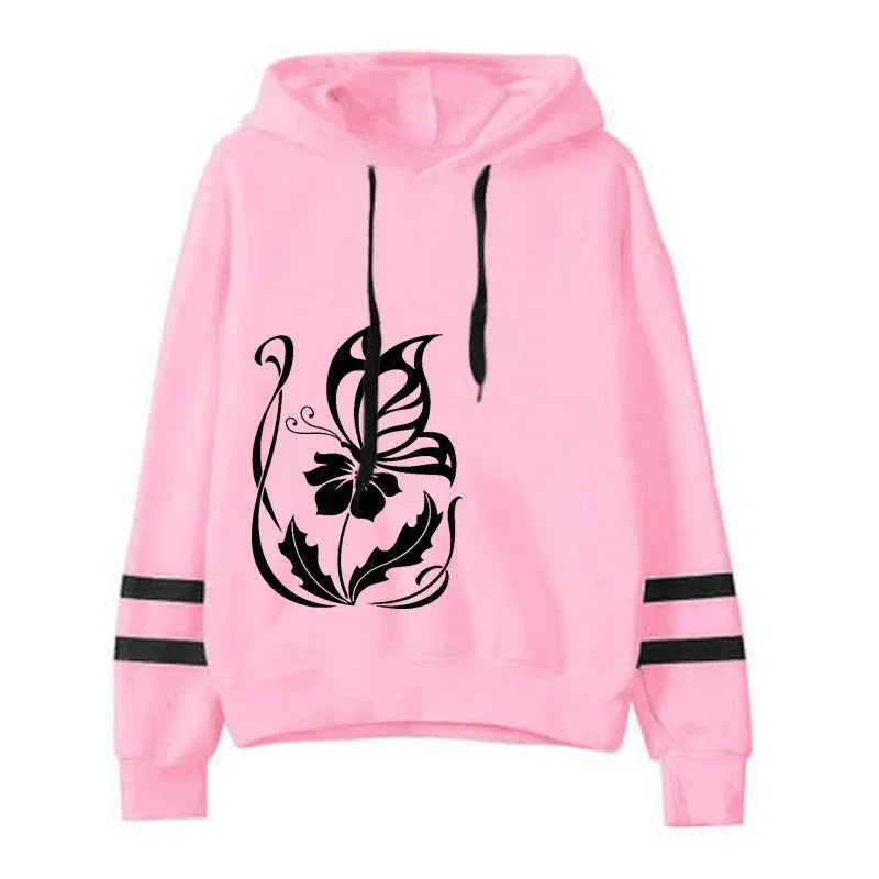 Fashion Womens Sweatshirts Hot Sales Autumn Winter Versatile Pullovers Hoodies Woman Stripe Style Casual Sports Daily Simplicity