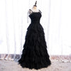 High Quality Cake Dress Fashion Strap Design Women Temperament Sleeveless Long Dress Black Ball Graduation Dress Birthday Party