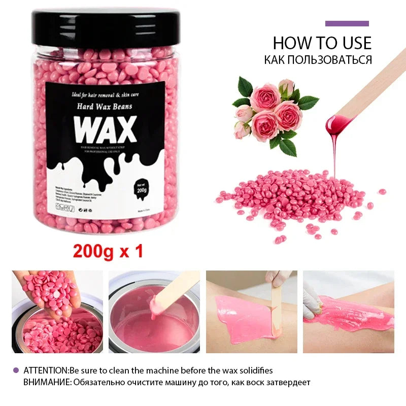 Unisex Painless Hot Film Wax Beans 200g-400g Canning Fast Waxing for Bikini Area Face And Body Hair Removal