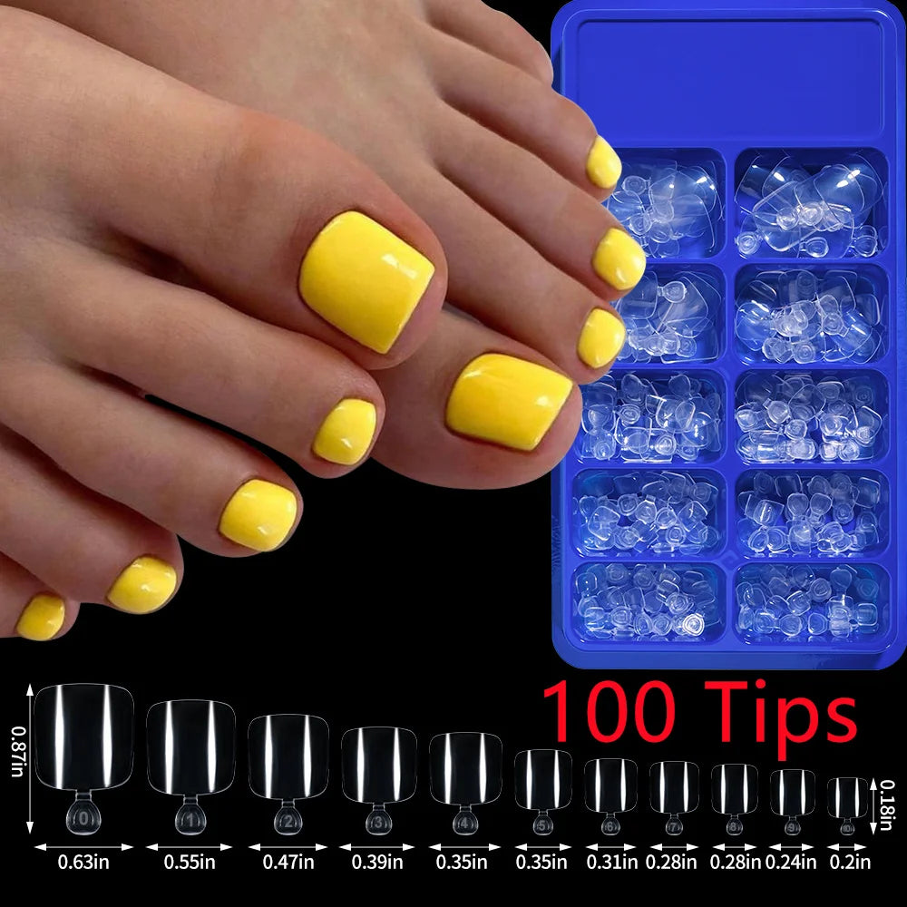 1Pack Toe Nail Tips - Short French Tip Press On Toenails 100/120Pcs Pink Soft Gel Tips ToeNails Soak Off Fake Toe Nail Extension