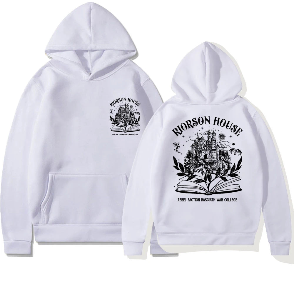 Fourth Wing Hoodie Riorson House Hooded Sweatshirt Iron Flame Basgiath War College Shirt Trendy 2Side Print Golden Dragon Hoodie