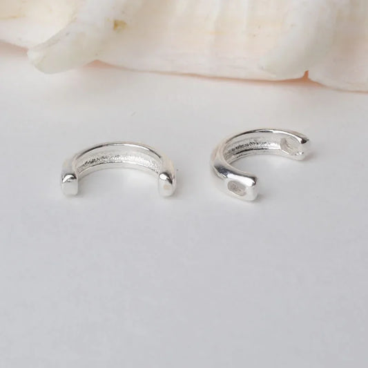 solid 925 sterling silver semicircle Bead Frame, spacer loose bead with 1mm hole jewelry diy components accessories