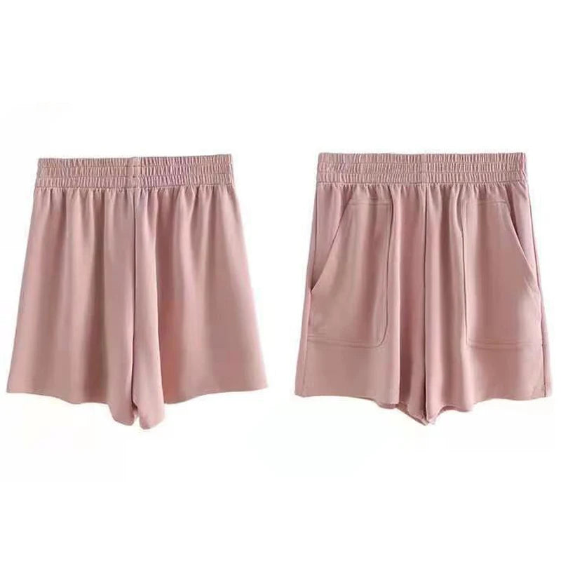 Casual Women's Shorts High Waist Summer Sports Shorts With Pocket Loose Homewear Bottoms Girls Homewear Wide Leg Sweat Short