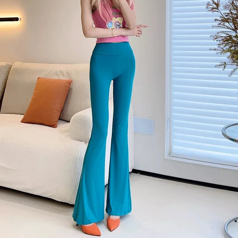 High Stretch Modal Pants Women Summer Spring Thin Trousers Sexi Slim Long Pants Chic Ins Y2K Streetwear Party Night Club Pants