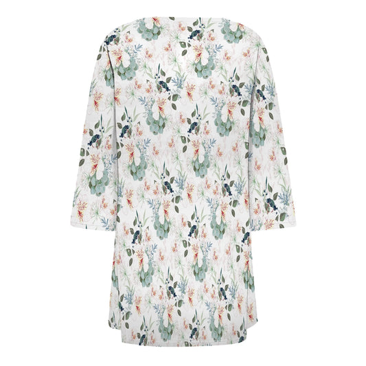 Women's Lightweight Floral Print Thin Half Sleeve Blouse Shirts Cardigan Coat Kawaii Outdoor with Pocket