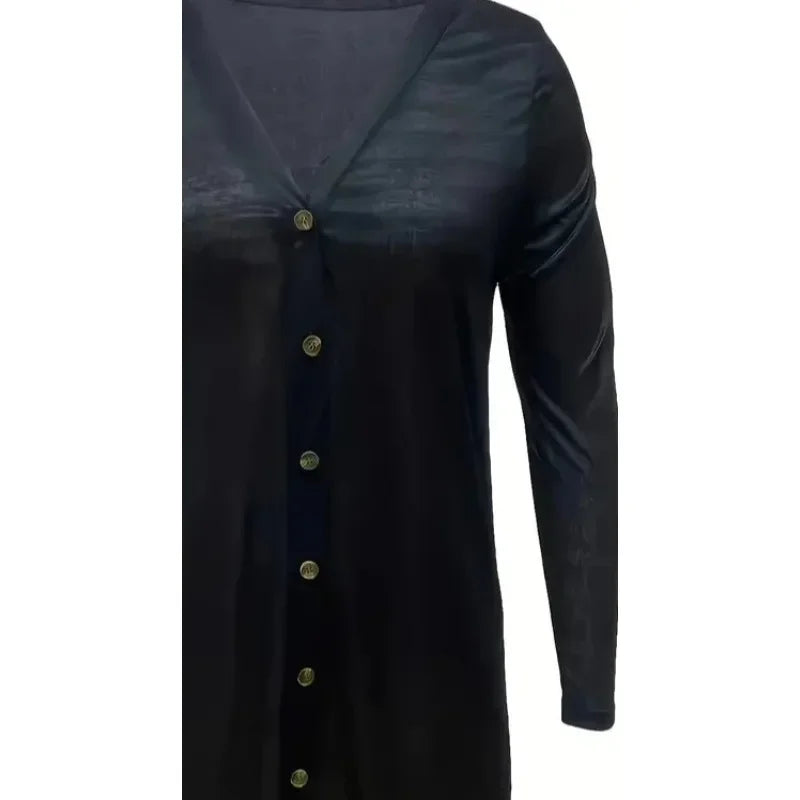 Plus Size New Women's Fashionable V-Neck Solid Color Cardigan Women Casual Sweater Autumn/Winter Long Sleeve Shirt