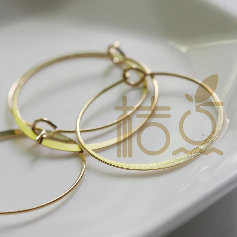 Premium Plated Solid Brass Round Hammered Earring Finding - Earring Hook - Earring Hoop 25x0.7mm (4305C)
