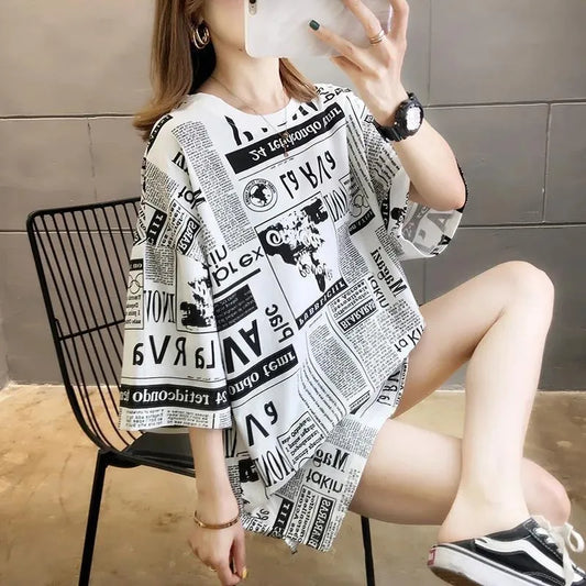 2025 Summer New Korean Version Plus Size Short-sleeved T-shirt Women's Loose Short-sleeved Casual Fashion Trend Tops Ins Trend