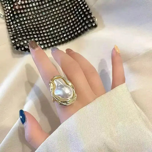 2025 New punk style large garland simple and elegant, fashionable and trendy adjustable women's ring