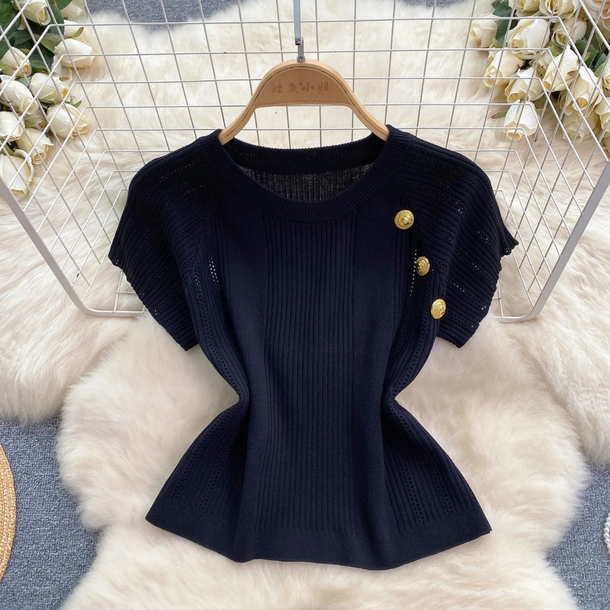 Skirt Set Women Two Piece Sets Dress Sets Short Sleeve Knitted Tops High Waist Long Skirts Elegant Splice Y2k Streetwear Work