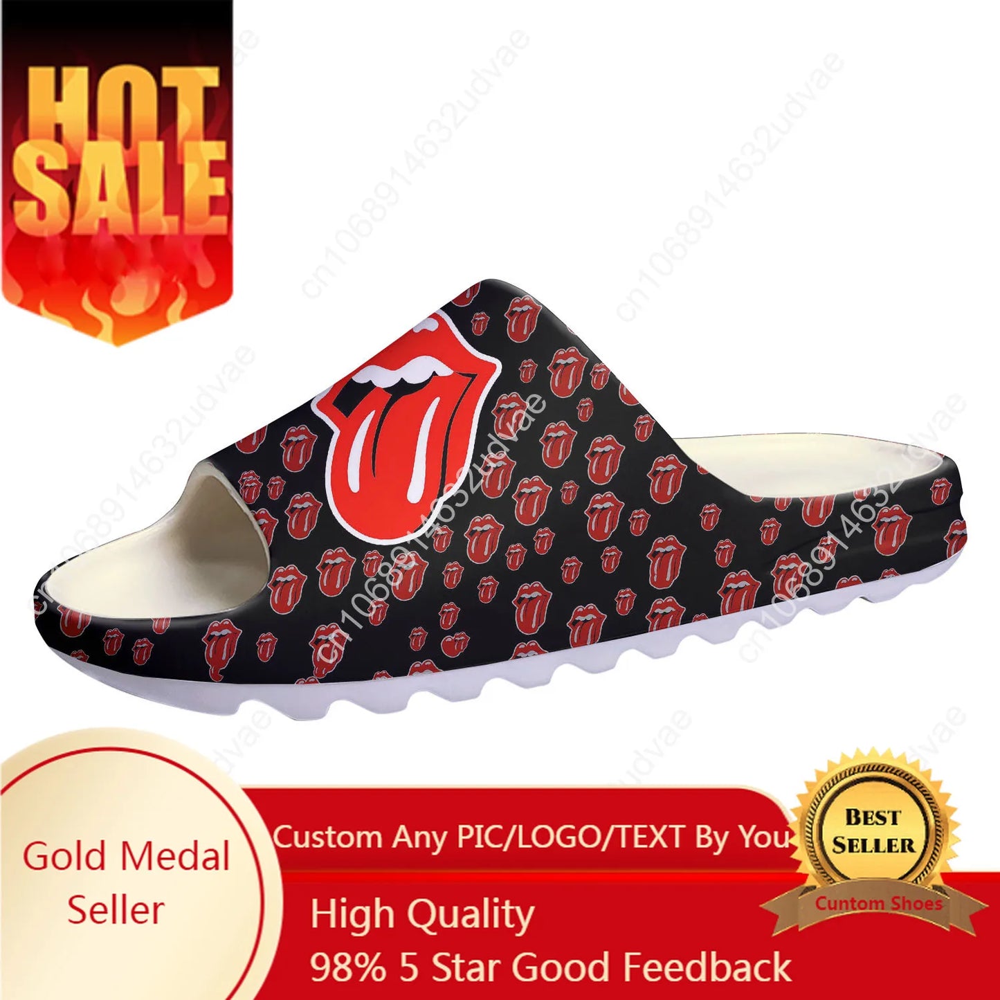 T-The R-Rolling S-Stones Custom Made Soft Sole Sllipers Home Clogs Step On Water Shoes Mens Womens Teenager Step In Slliper