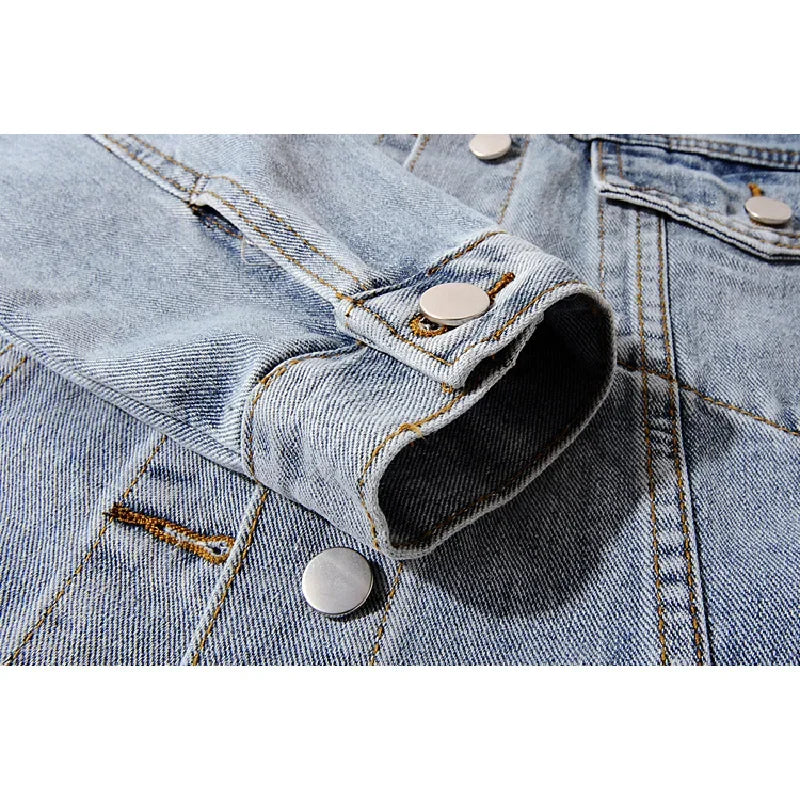 Autumn Winter Natural Fox Fur Collar Removable Rabbit Fur Liner Denim Jacket Coat Women Loose Hem Split Fork Jeans Jacket Female