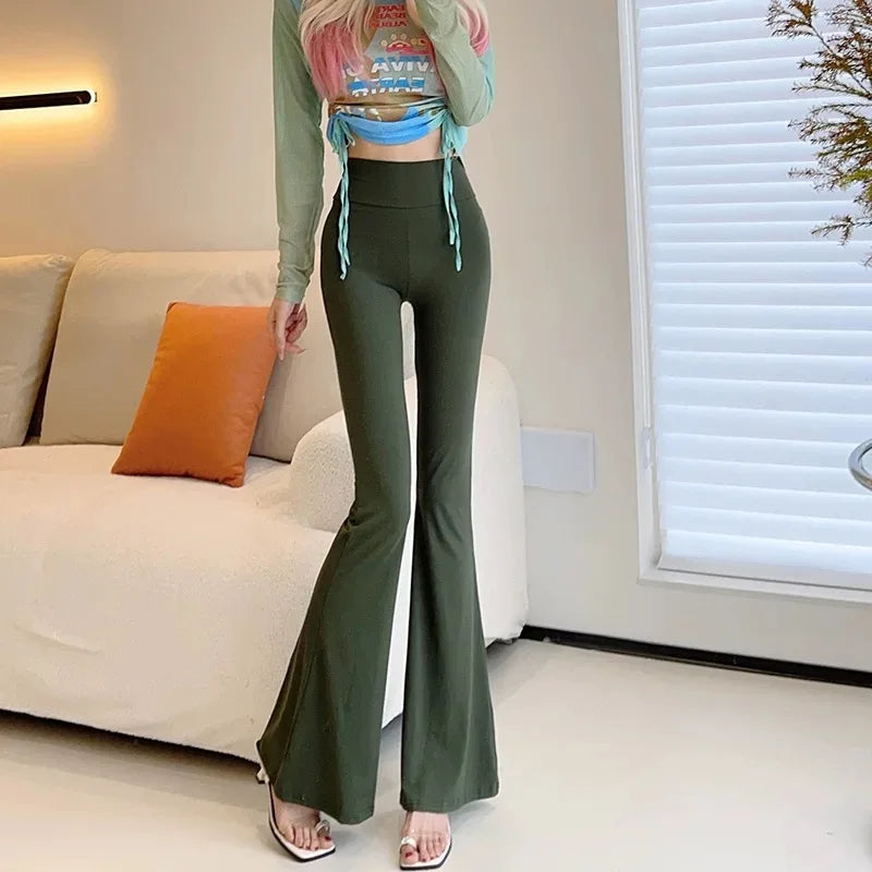 High Stretch Modal Pants Women Summer Spring Thin Trousers Sexi Slim Long Pants Chic Ins Y2K Streetwear Party Night Club Pants