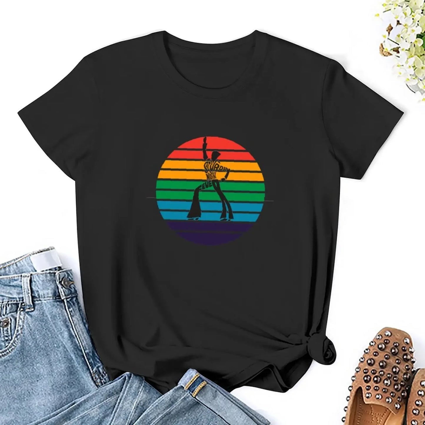 Saturday Night Fever Multi Colors T-Shirt oversized female graphics black t shirts for Women