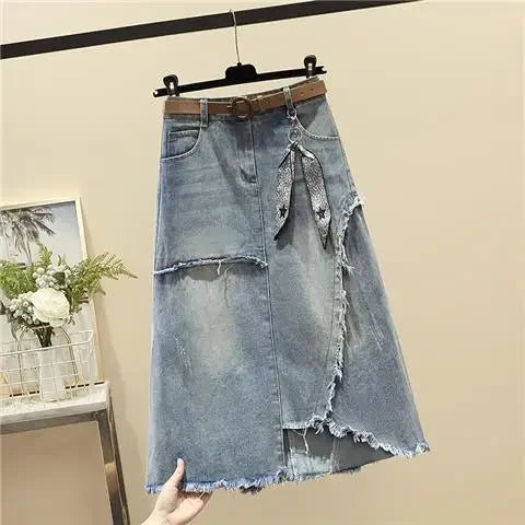 Midi Woman Denim Skirt Clothing Trend 2025 Summer Luxury Elegant Sales Premium Modest Stylish High Waist Jeans Skirts for Women
