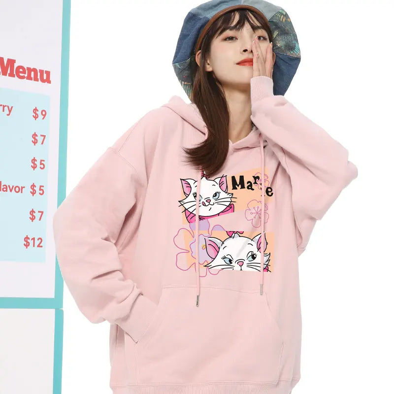 Disney The AristoCats Sweater  Disney Marie Women's Small Autumn  Winter Hooded Jacket Girls' Clothes Cute Cartoon  Comfortable