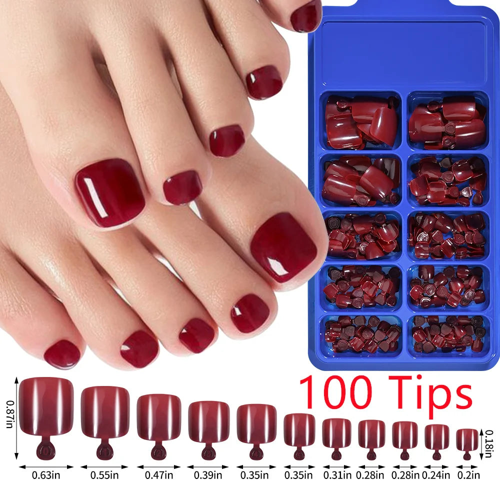 1Pack Toe Nail Tips - Short French Tip Press On Toenails 100/120Pcs Pink Soft Gel Tips ToeNails Soak Off Fake Toe Nail Extension
