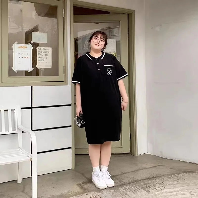 Women's Short-Sleeved Cotton T Shirt Dress, Plus Size, Loose Fat, Lady Oversize Dresses, Female Clothing Casual 150kg Summer New