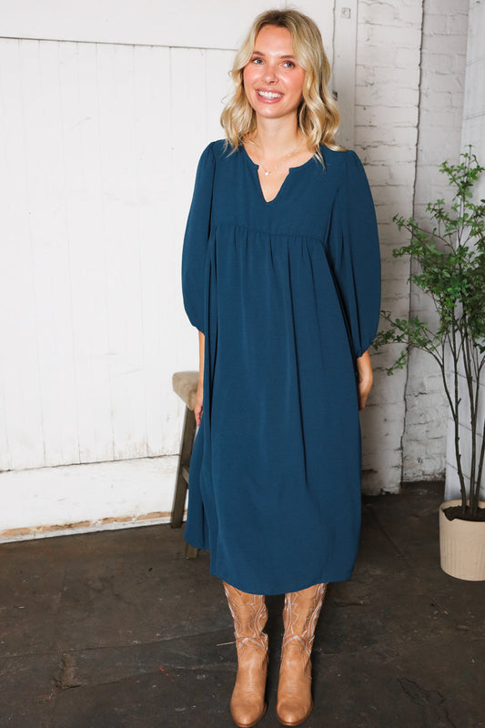 Saphire Skies Woven Crinkled Dress