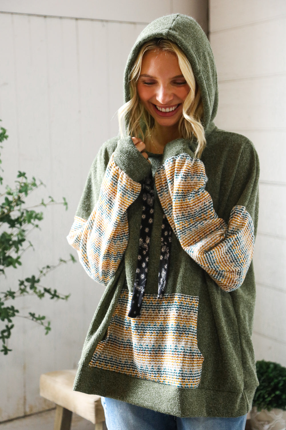 Pop of Fun Hacci Color Block Sweater Hoodie