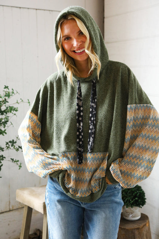 Pop of Fun Hacci Color Block Sweater Hoodie