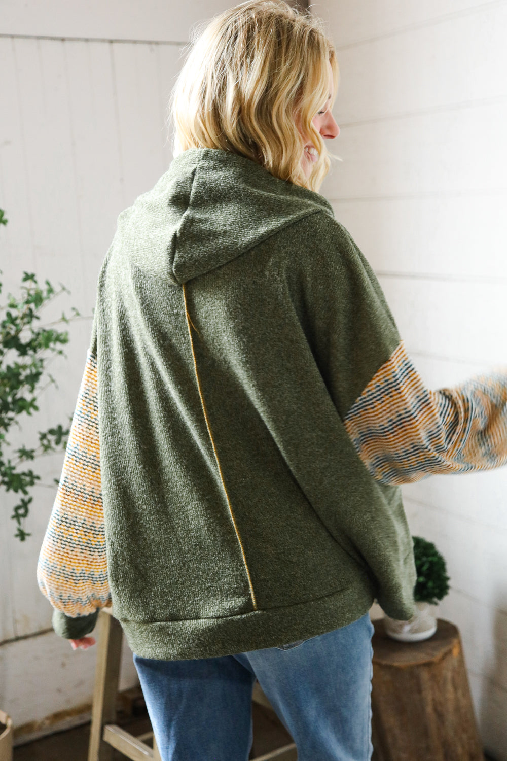 Pop of Fun Hacci Color Block Sweater Hoodie