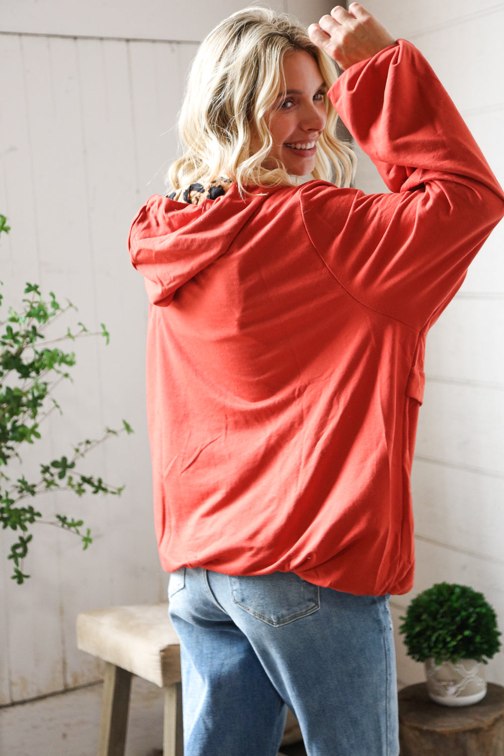 Bold Moves Leopard Zip Pocketed Pullover