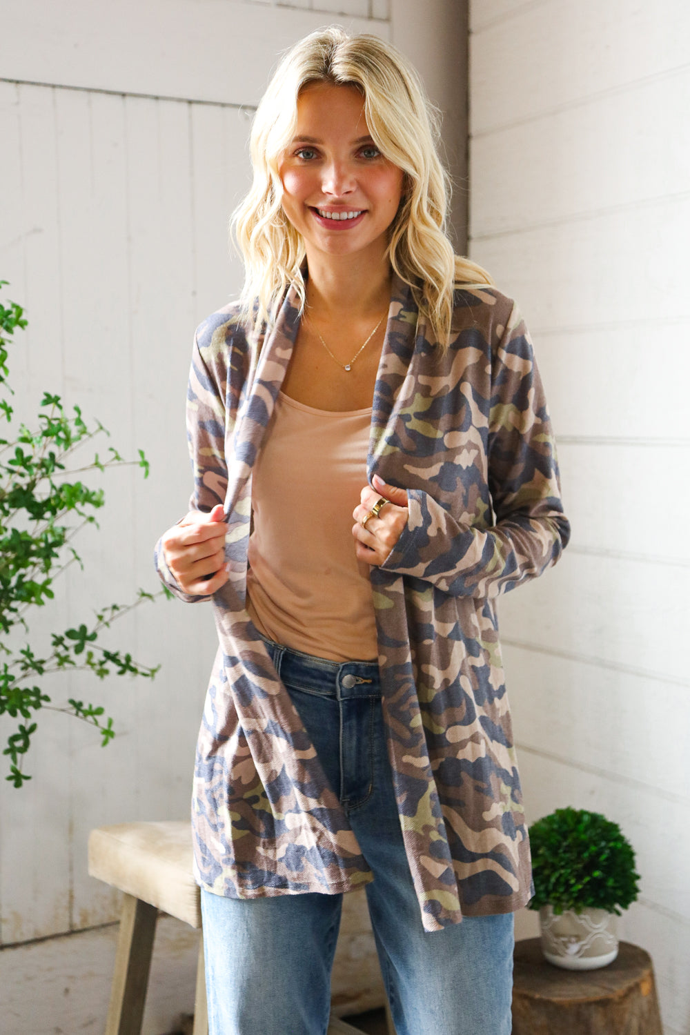 Stand Out Camo Cozy Open Cardigan