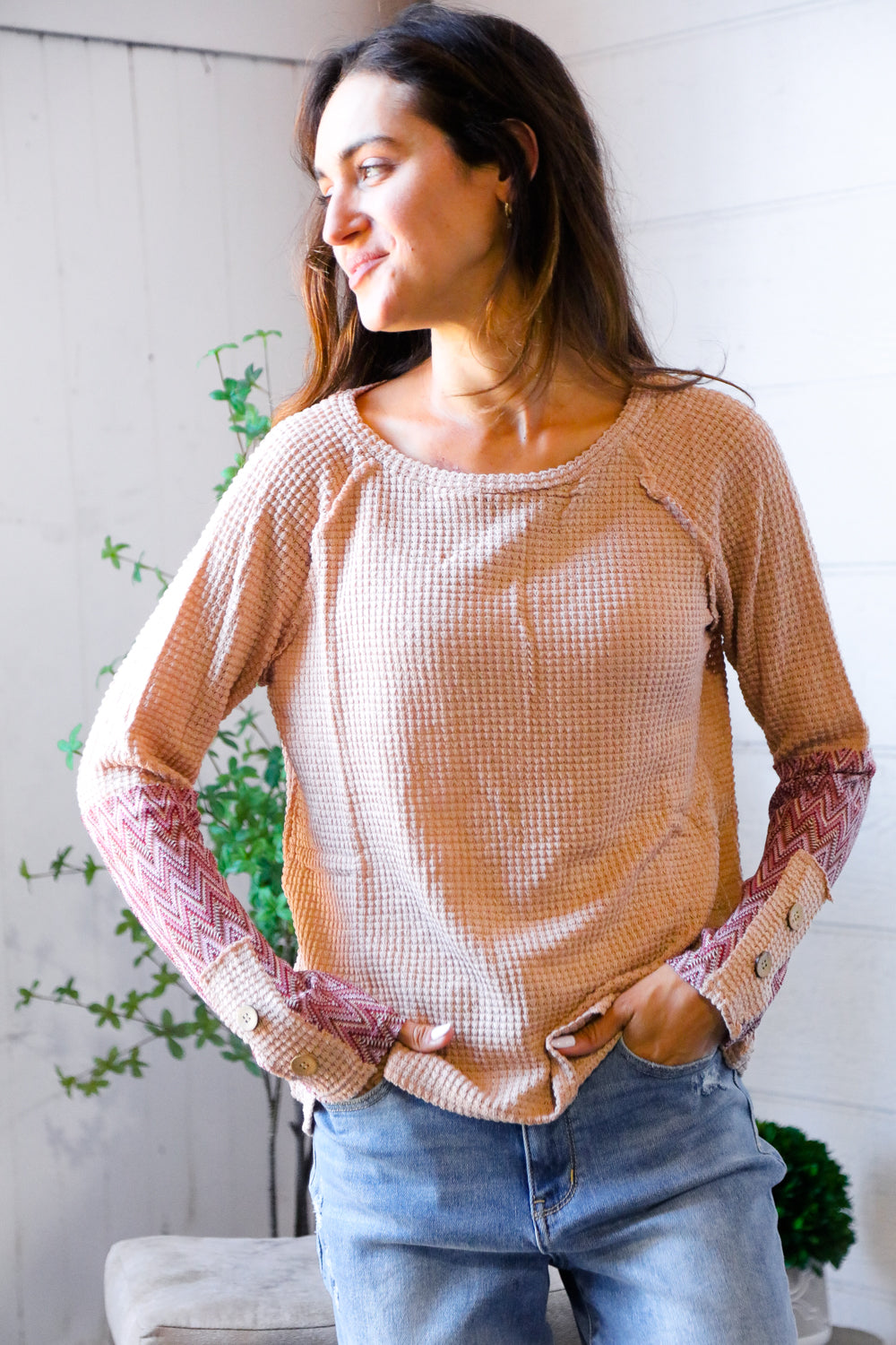 Zigzag Charm Blush Thermal Long Sleeve