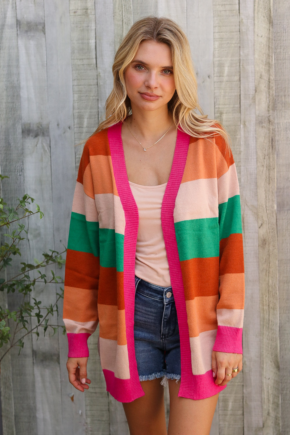 September Nights Color Block Open Long Cardigan