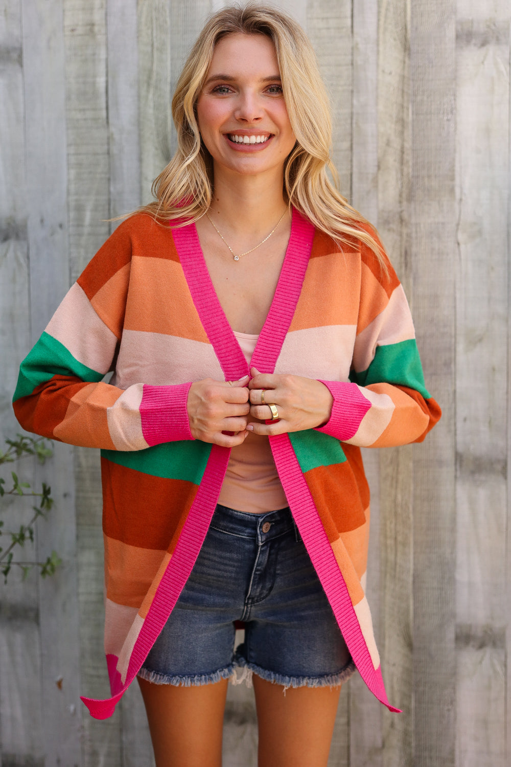 September Nights Color Block Open Long Cardigan