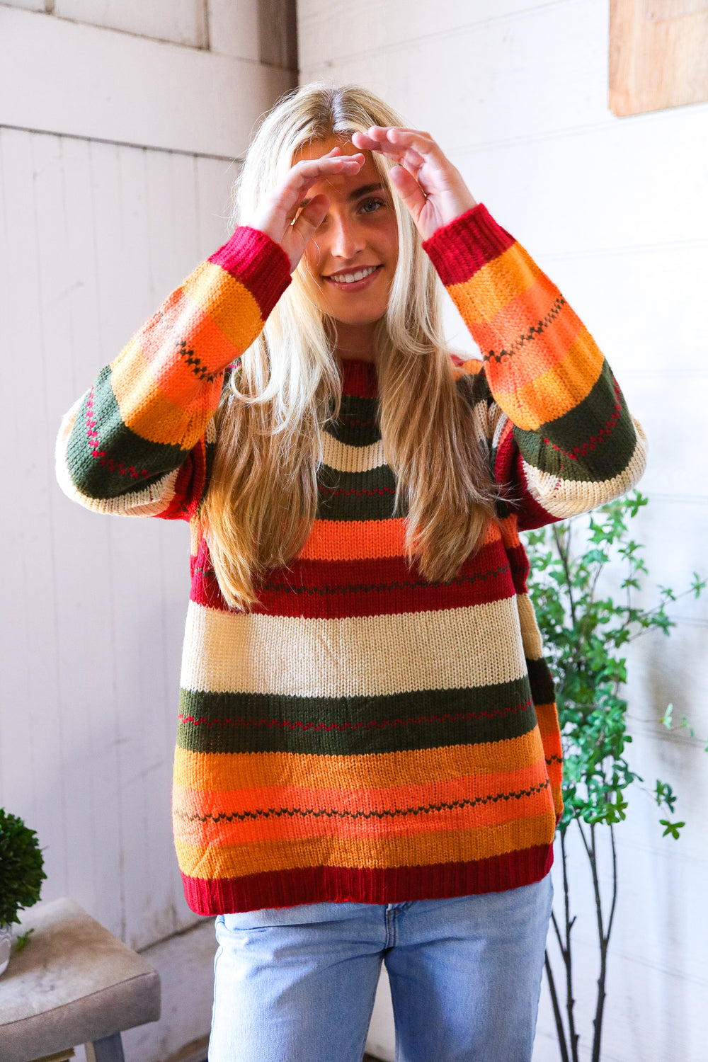 Harvest Hues Multi Stripe Thick Sweater