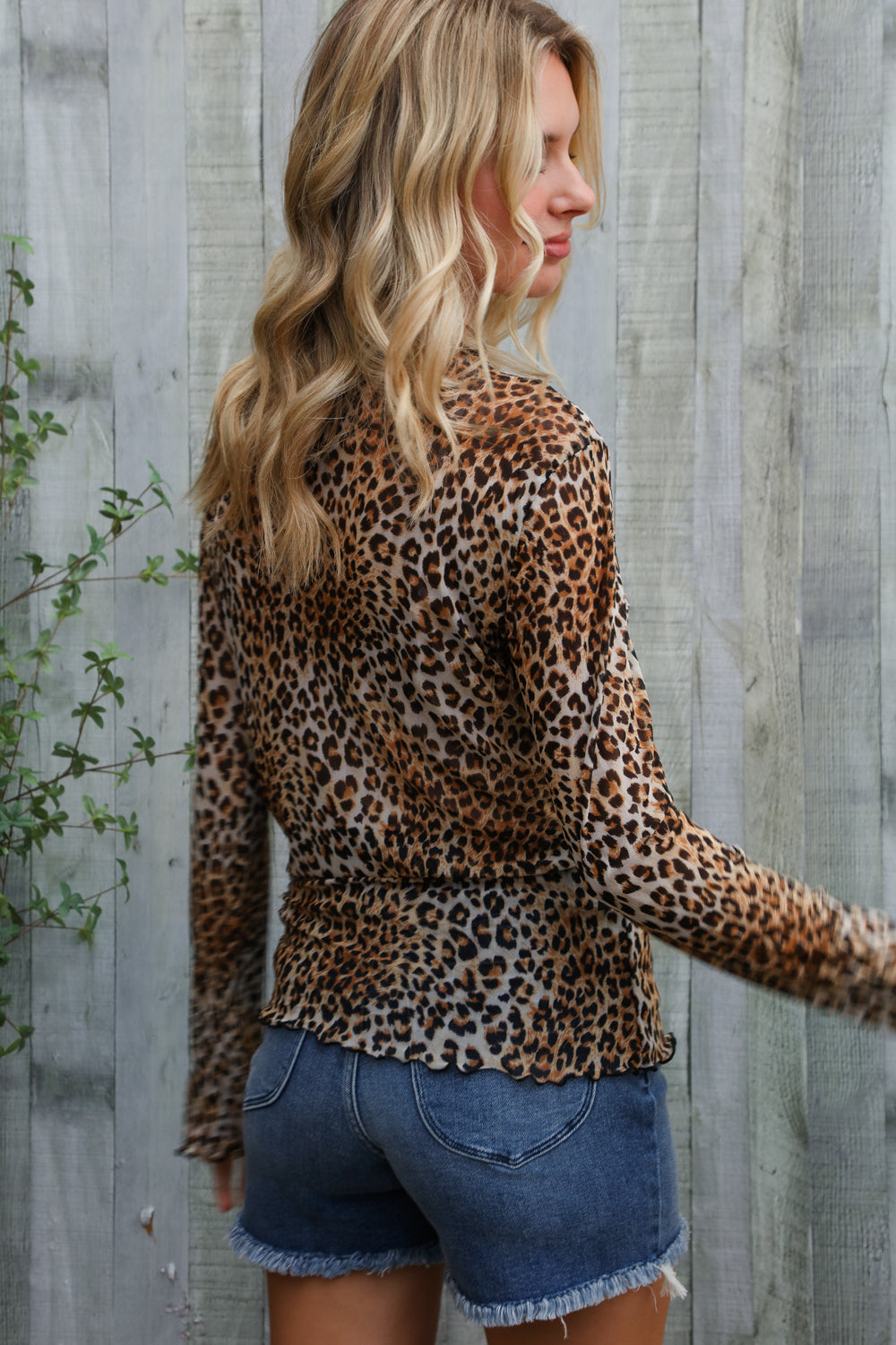 Feeling Bold Taupe High Neck Leopard Print Semi-Sheer Top