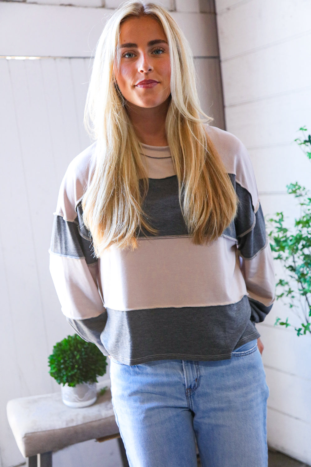 At the Block Party Charcoal Loose Fit Pullover