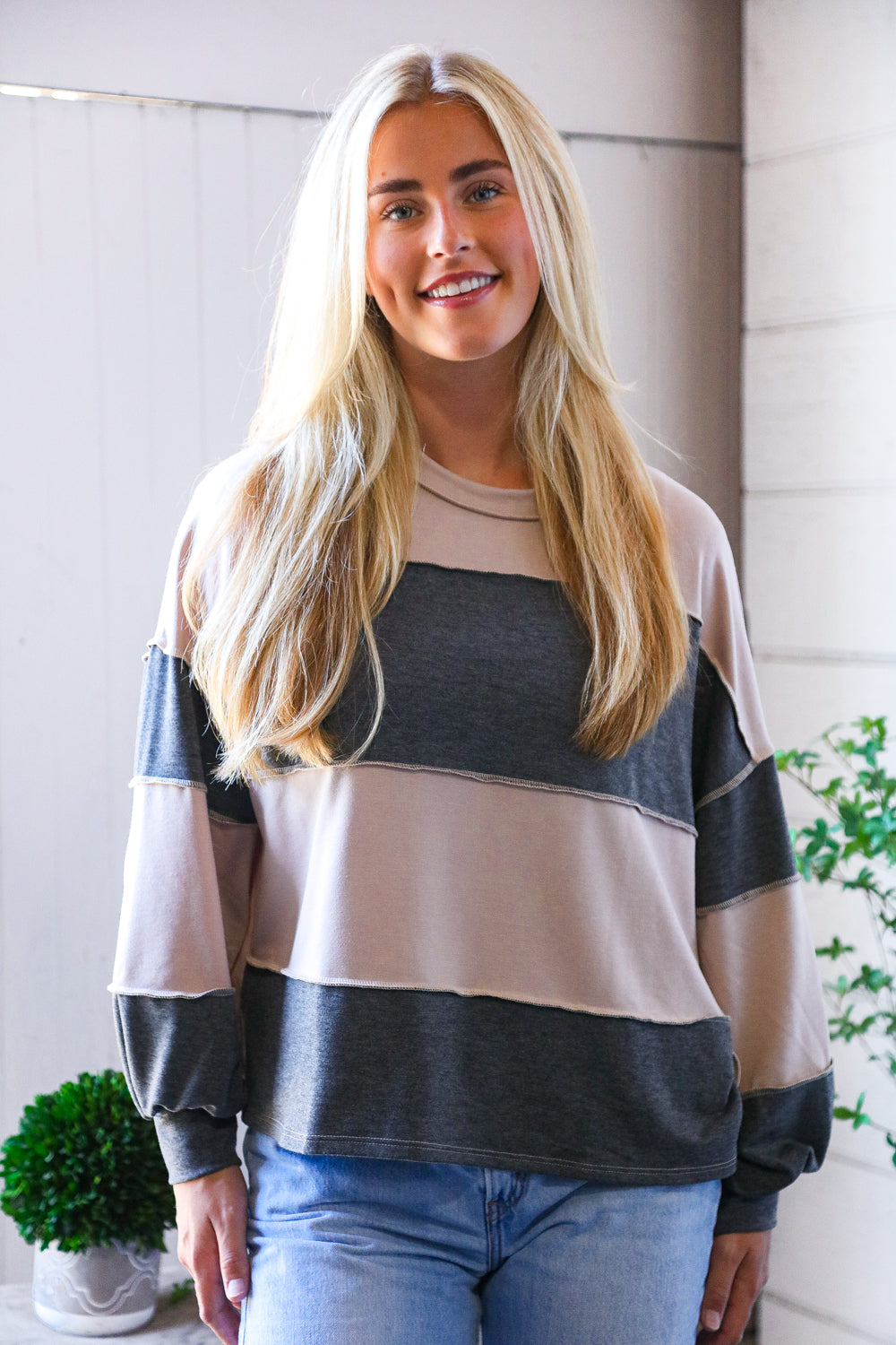 At the Block Party Charcoal Loose Fit Pullover