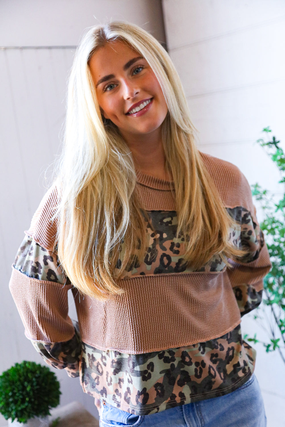 Soft and Rebellious Camo/Leopard Top