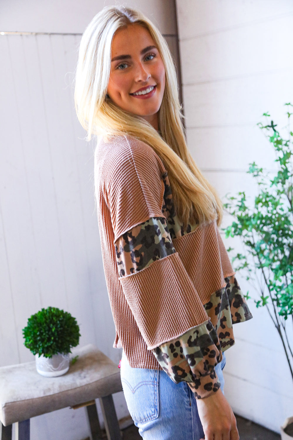 Soft and Rebellious Camo/Leopard Top