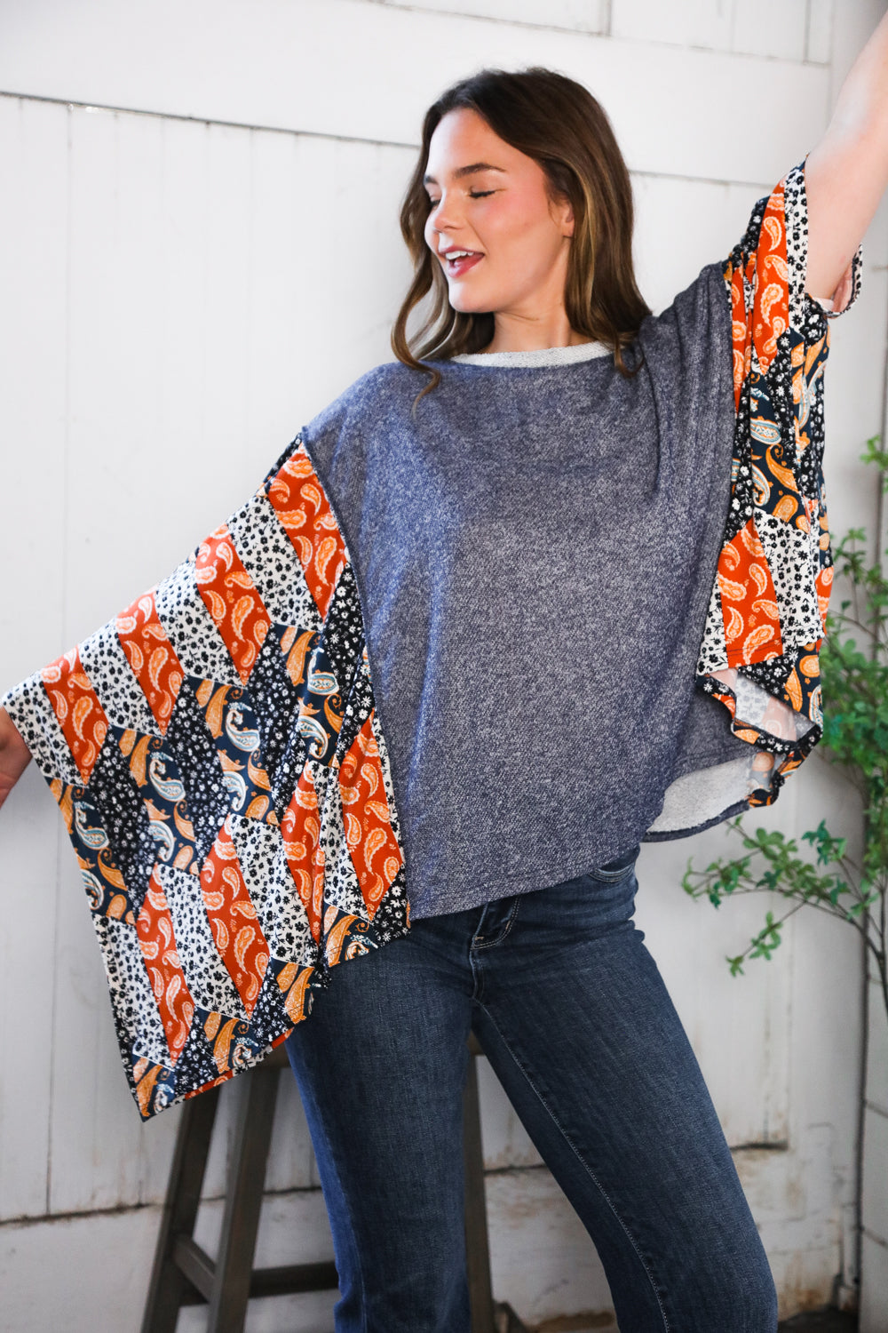 In A Paisley Daydream French Terry Poncho Top