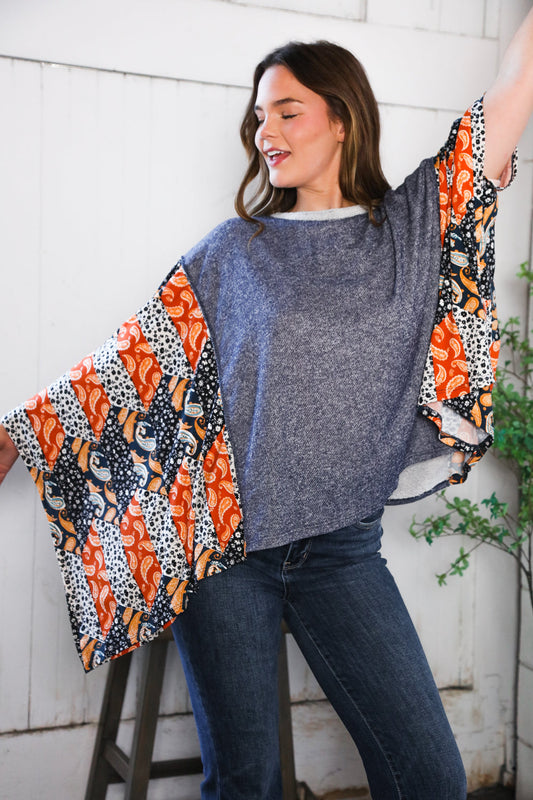 In A Paisley Daydream French Terry Poncho Top