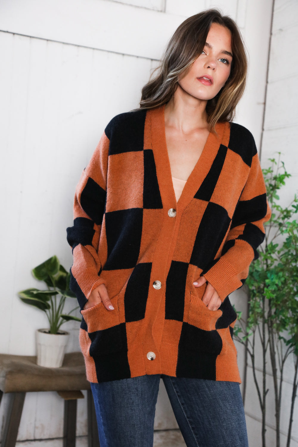 A Witchy Wardrobe Checkered Cardigan