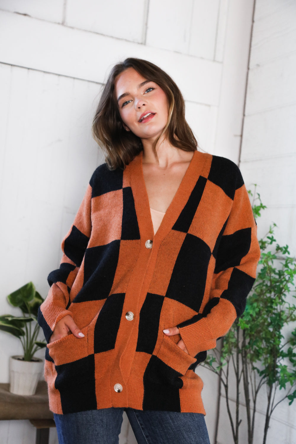 A Witchy Wardrobe Checkered Cardigan