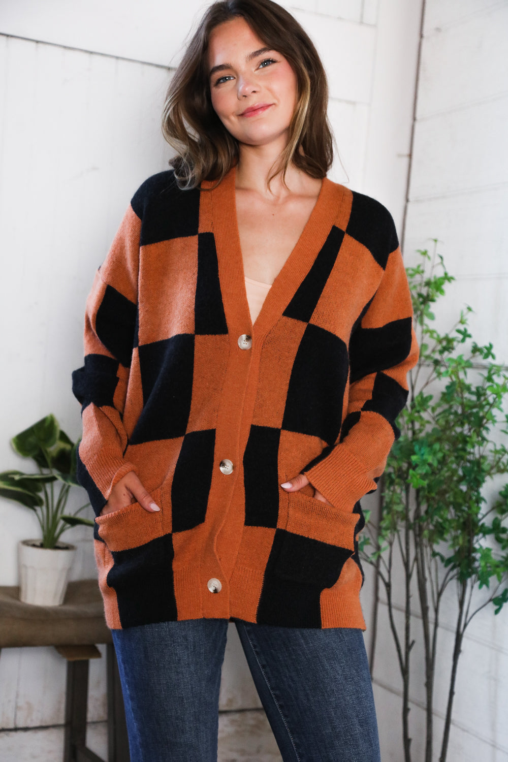 A Witchy Wardrobe Checkered Cardigan