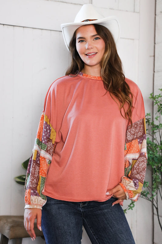 Wanderlust Patchwork Long Sleeve Top