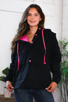 Glow Up Pink and Black Hooded Jacket