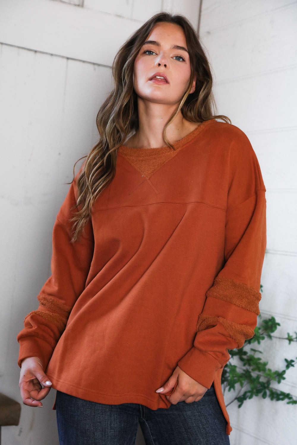 Falling Leaves Rust Pullover